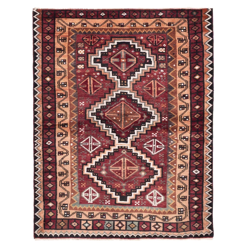 ECARPETGALLERY Hand-knotted Melis Vintage Burgundy Wool Rug - 4'7 x 6'0