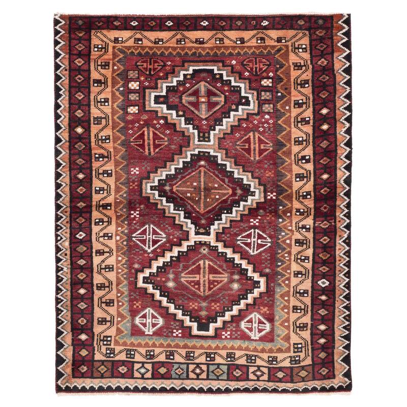 ECARPETGALLERY Hand-knotted Melis Vintage Burgundy Wool Rug - 4'7 x 6'0