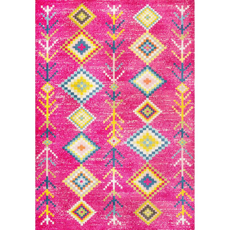 JONATHAN Y Arta Love Geometric Area Rug - 4 X 6 - Pink/Multi