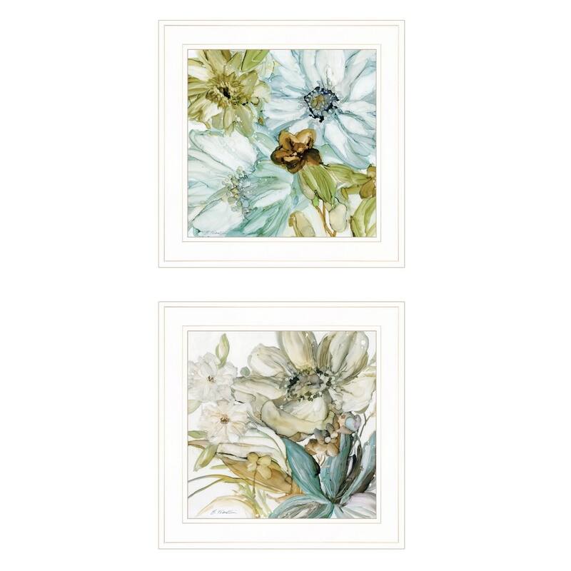 TrendyDecor4U Contemporary "Sea Glass" 2-Piece Vignette Art by JG Studios - Blue