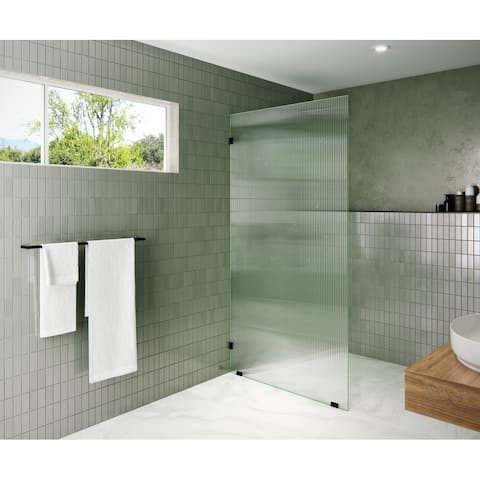 Glass Warehouse 40" x 78" Frameless Shower Door - Single Fixed Panel Fluted Frosted