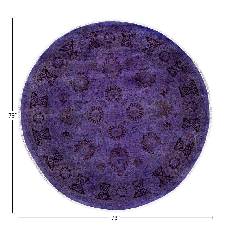 Fine Vibrance, One-of-a-Kind Hand-Knotted Area Rug - Purple, 6' 1" x 6' 1" - 6' 1" x 6' 1"
