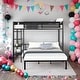 preview thumbnail 2 of 15, Metal Twin over Full Bunk Bed with Separated Full Bed,Safety Guardrails,Black
