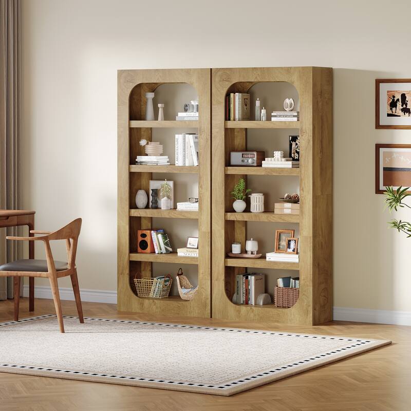 5-Tier Tall Modern Wooden Bookshelf Bookcase