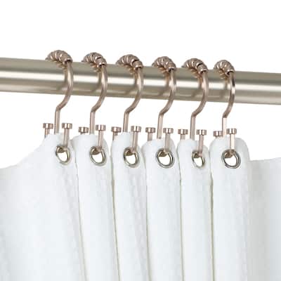 Utopia Alley Deco Flat Double Roller Shower Curtain Hooks, Satin Nickel - Brushed Nickel