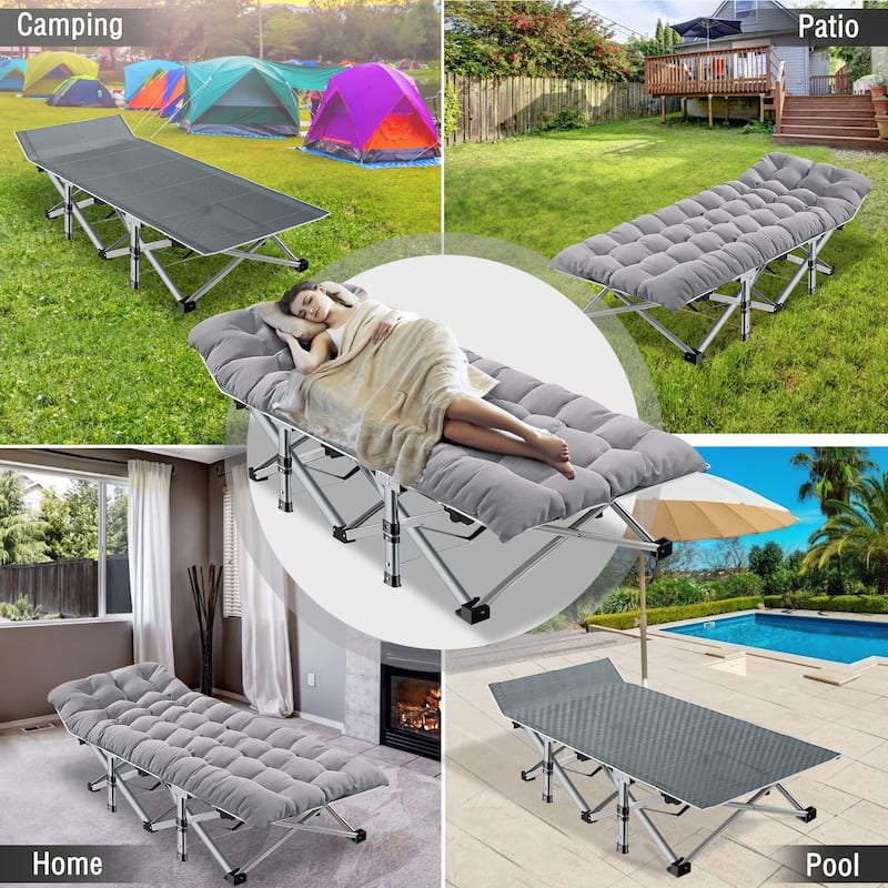 DoCred Folding Bed, Heavy Duty Outdoor Camping Cot with Carry Bag