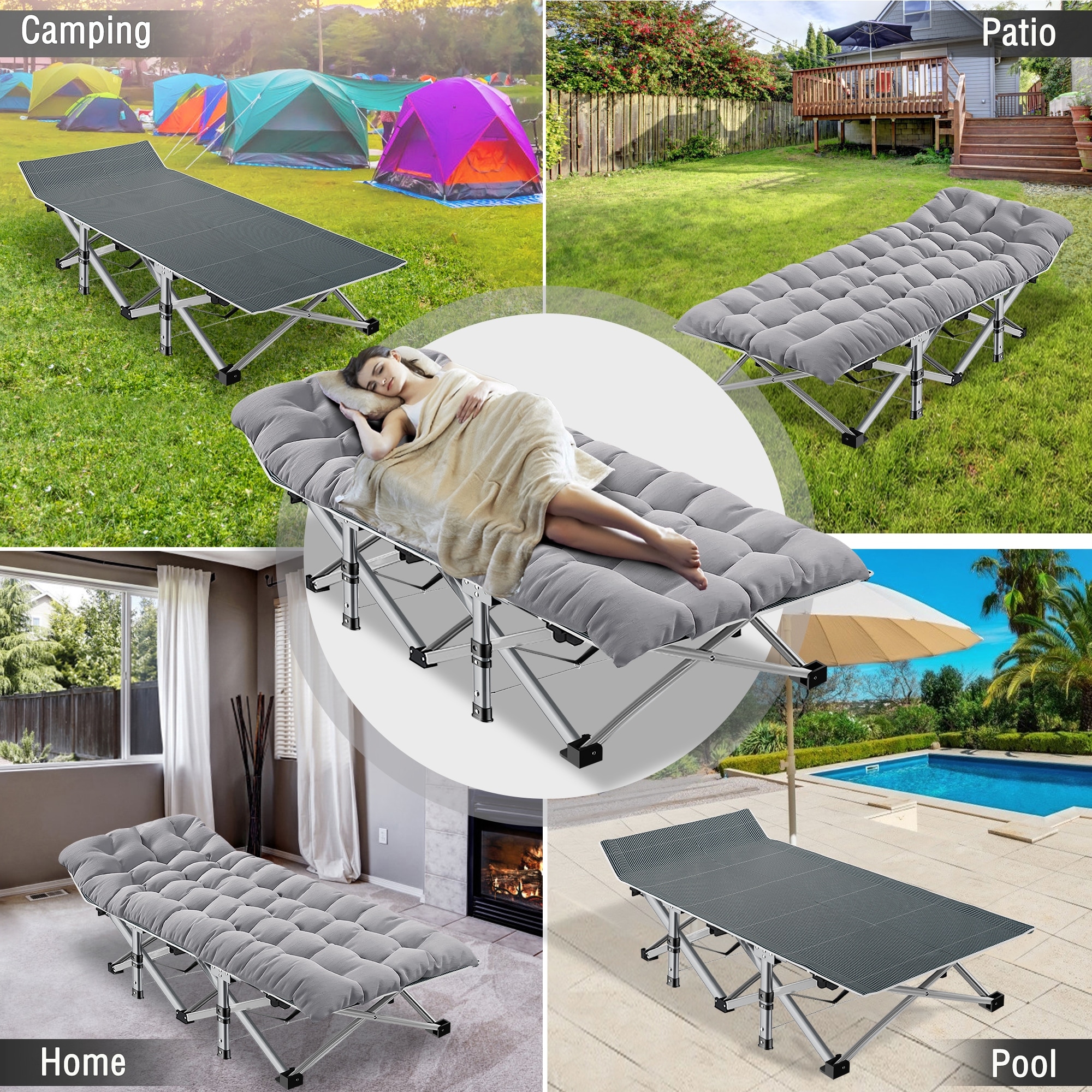 DoCred Folding Bed Heavy Duty Outdoor Camping Cot with Carry Bag