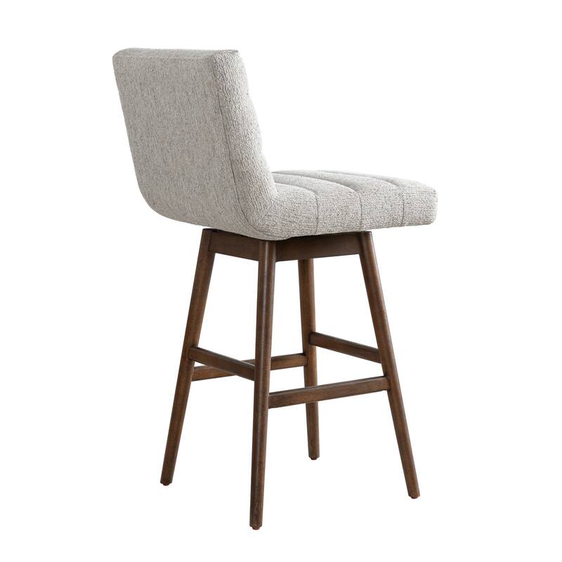 Elias Modern Swivel Bar Stool, Upholstered Counter Stool with Solid Wood Frame