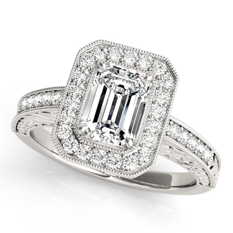 Auriya 14k White Gold Lab Grown Emerald Diamond Halo Engagement Ring 0.50 to 5.00 ct. tw. (F-G VS) - 1.00 ct. center - 5.5