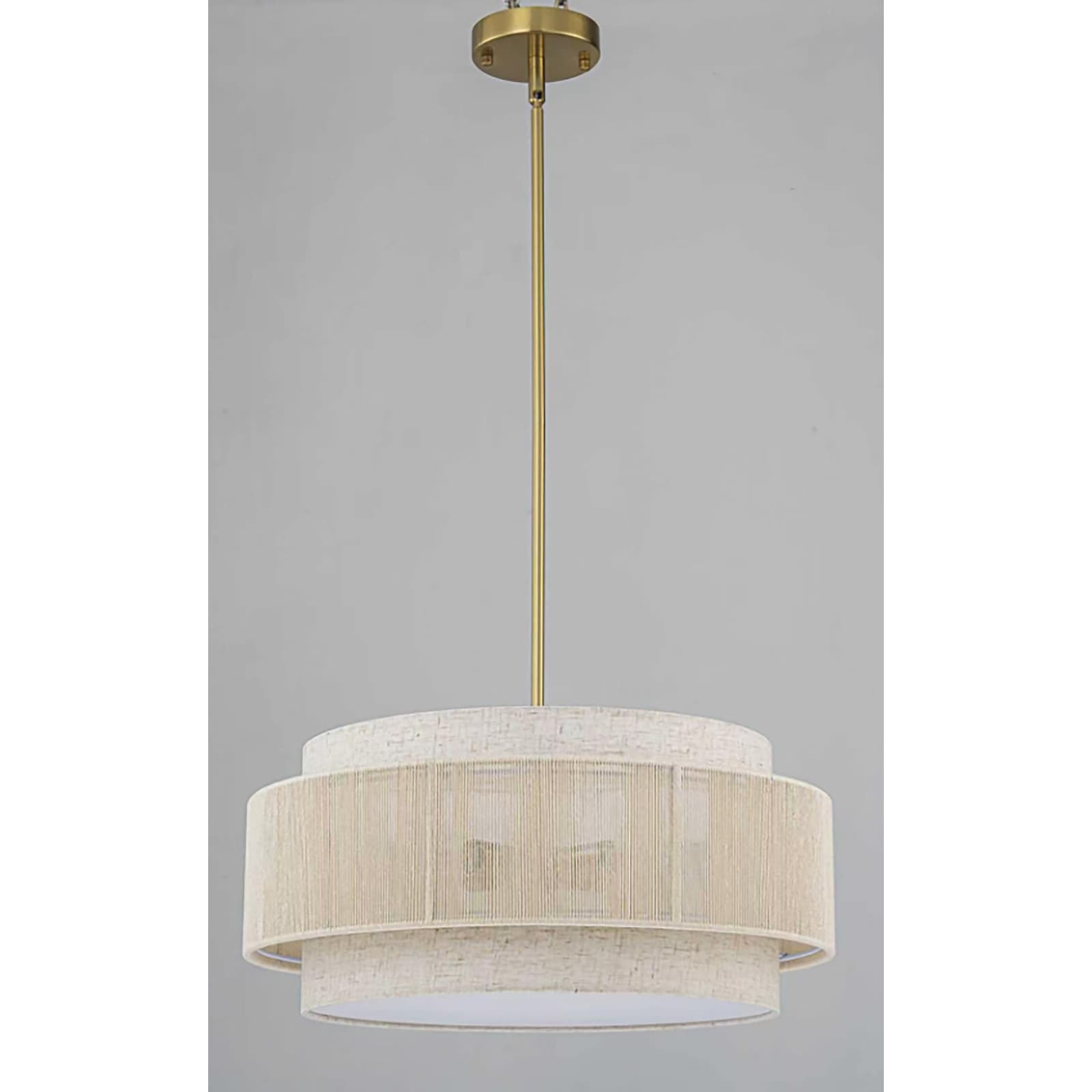 4-Light Off-white Drum Chandelier Kitchen Island Pendant Light