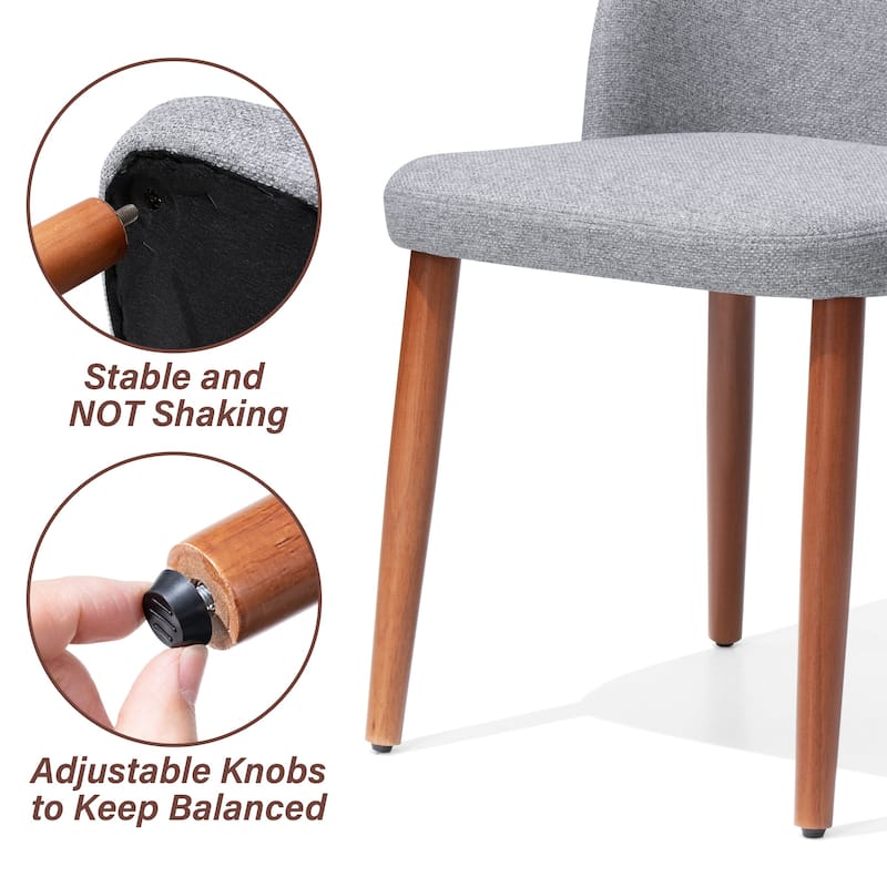 Modern Upholstered Dining Chairs with Padded Seat and Wood Legs