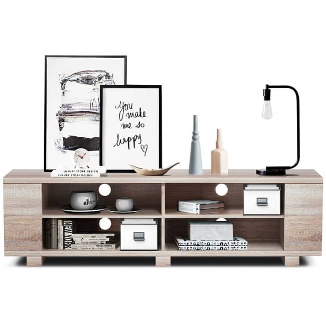 59" Console Storage Entertainment Media Wood TV Stand - 59" x 15.5" x 17.5" (L x W x H)