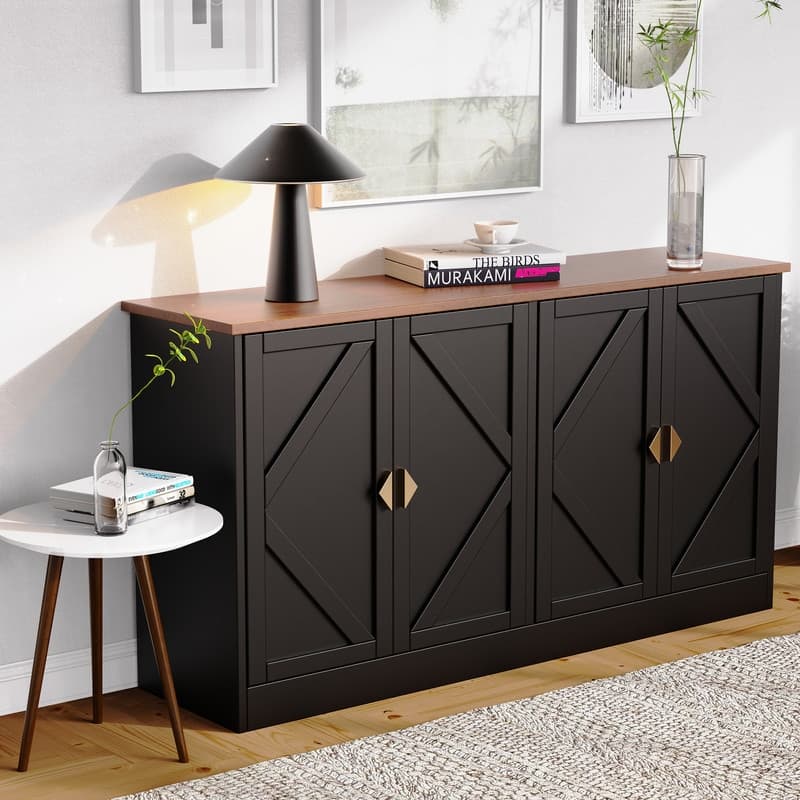 Modern Storage Cabinet Buffet with Line Design