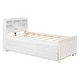 preview thumbnail 11 of 58, Captain Bed Space-Saving Platform Bed Frame with 5 Storage Shelf USB Port, Twin Size Trundle with 3 Drawers and Wheels
