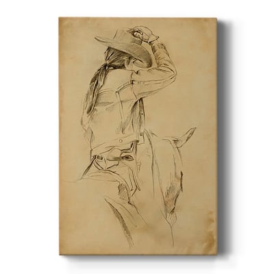 Cowgirl on Horseback II Premium Gallery Wrapped Canvas - Ready to Hang