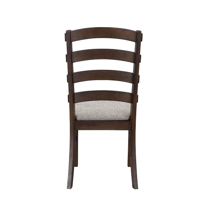 Set of 2 Side Chairs with Padded Seat, Gray and Rustic Brown