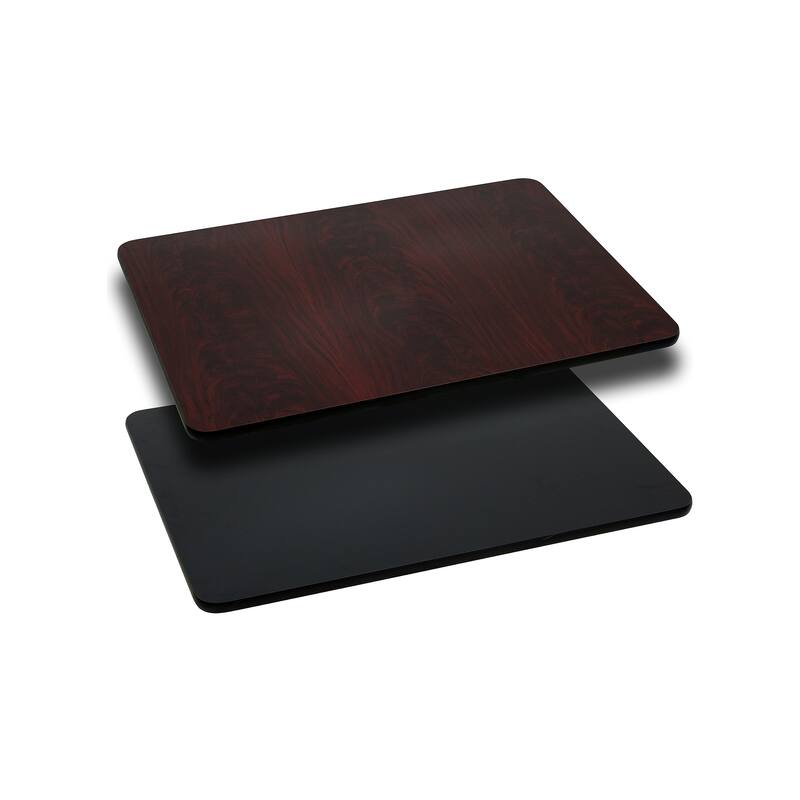24'' x 30'' Rectangular Table Top with Reversible Laminate Top - 30"D x 24"W x 1.125"H - Black/Mahogany
