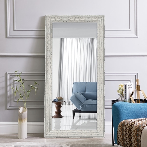Martin Svensson Home Antique White and Grey Farmhouse Full Length Leaner Mirror Overstock
