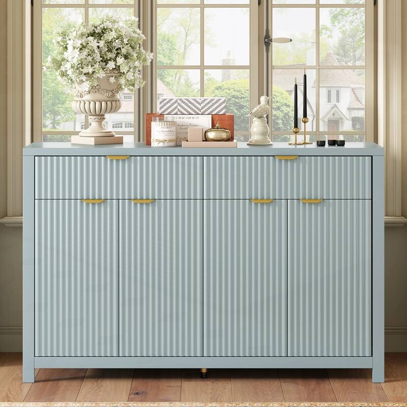 Wave-Pattern Sideboard Cabinet with 2 Drawers and 4 Doors