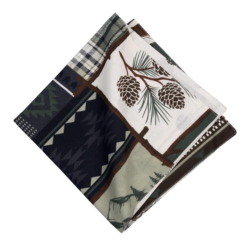 20" Greenstone Pines Cotton Napkins Set of 6 - Bear & Moose Lodge