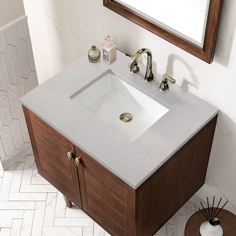 James Martin Vanities Amberly 30" Single Vanity, Mid-Century Walnut