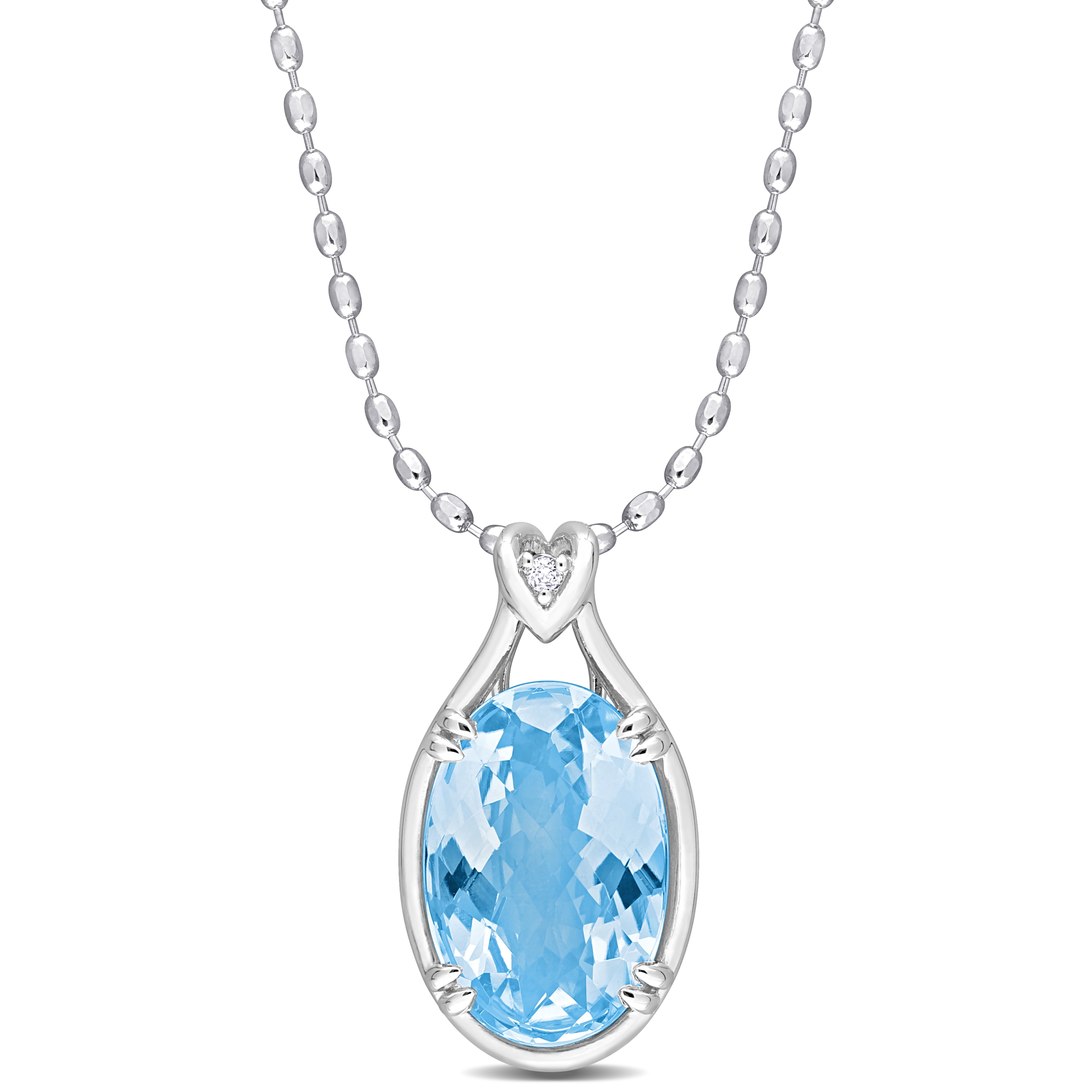 Miadora 13 1/2ct TGW Sky Blue Topaz White Topaz Necklace Sterling Silver