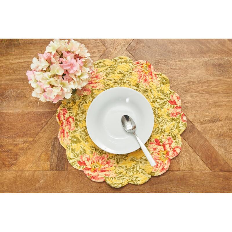 Splendor Cotton Quilted Round Reversible Placemat Set of 6