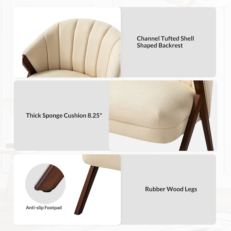 Vivian Mid-century Barrel Chair with a Scalloped Back by HULALA HOME