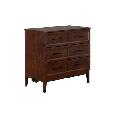 Murphy Bed Chest Twin Solid Wood with Mattress & Charger - Space Saving Bed