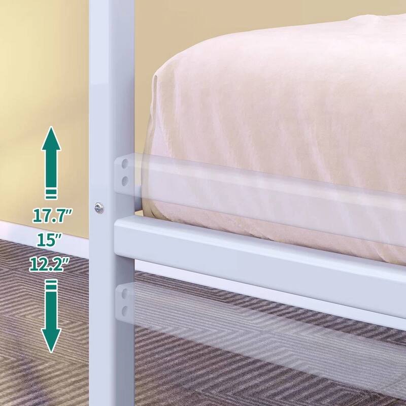 Twin Size White Metal Daybed with Roll Out Trundle Frame Heavy Duty Steel Sofa Bed with Wheels and Slats Included