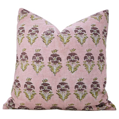 Fabdivine Floral Cushion Cover Viscose Linen for Sustainable Home Gifts Rectangle 14x20 Inch Farmhouse Pillowcase, Mor Mukut