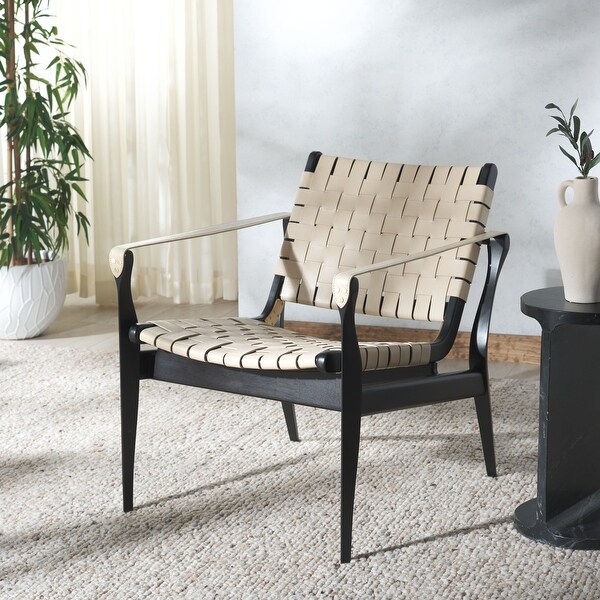 SAFAVIEH Couture Dilan Leather Safari Chair 25 W x 30 D x 30 H
