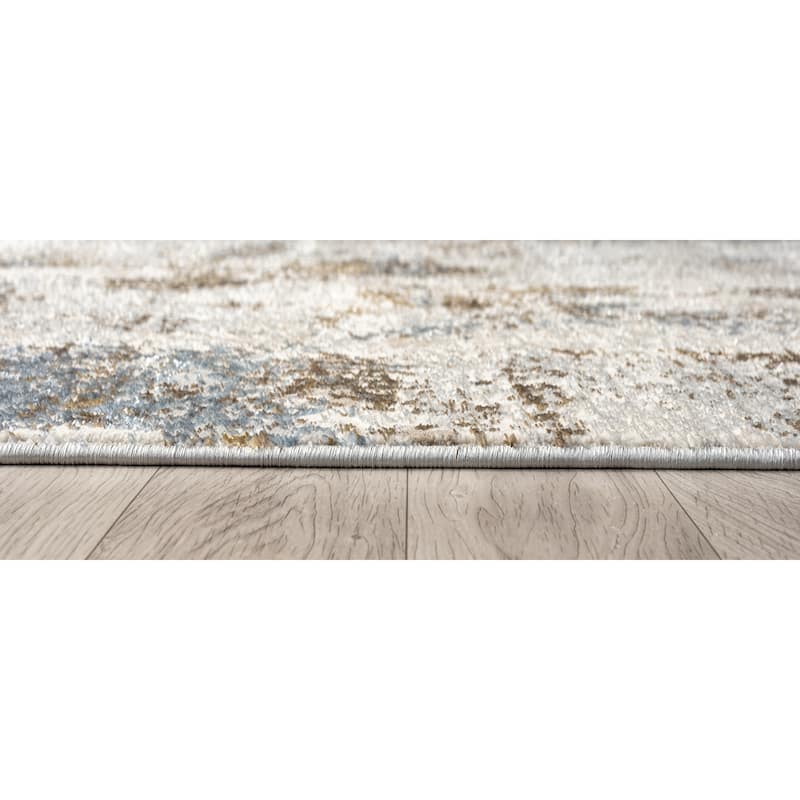 Thea Collection Beige/Blue Abstract Area Rug