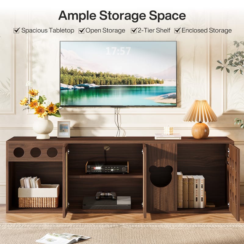 Extra Large TV Stand, 70.9'' TV Console Cabinet for 70/75/80 Inch TV, Entertainment Center with Storage Cabinets for Living Room