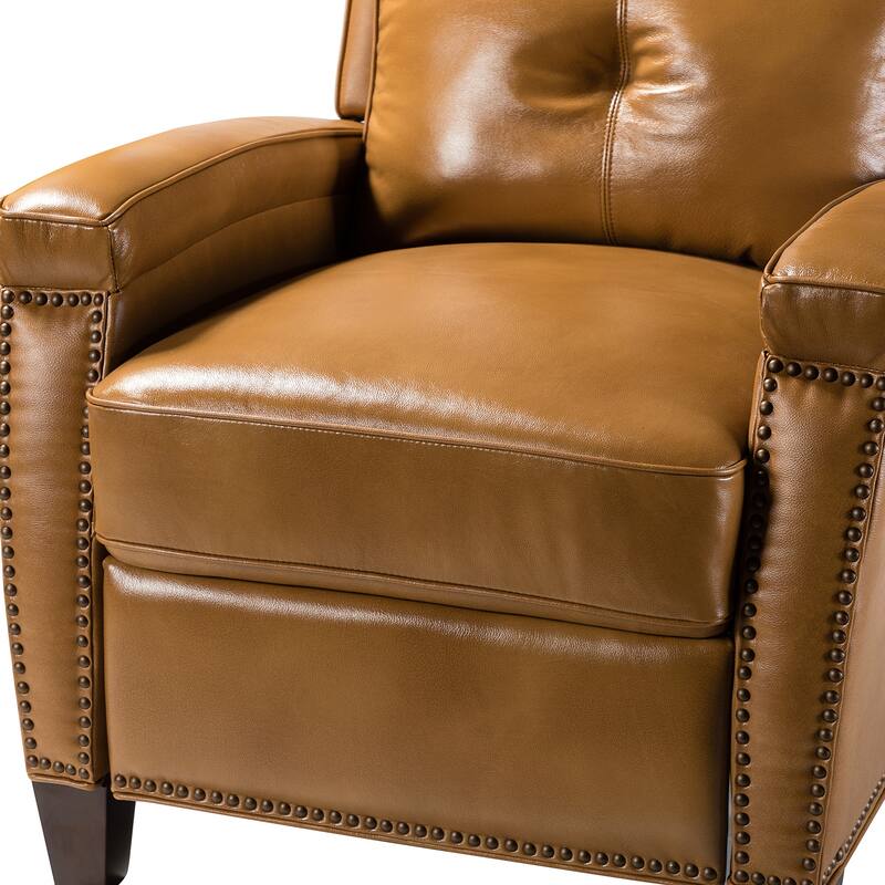 Gaspar Mid-Century Modern Pushback Recliner with Nailhead Trim by HULALA HOME
