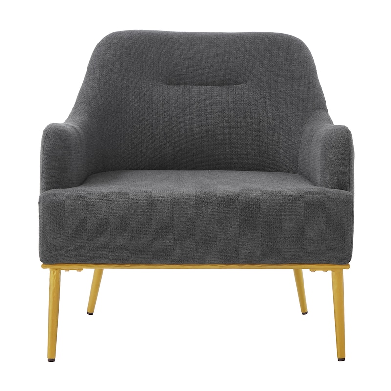 Modern Accent Chair Upholstered Armchair Single Sofa Chair with Curved Backrest and Gold Metal Legs for Living Room