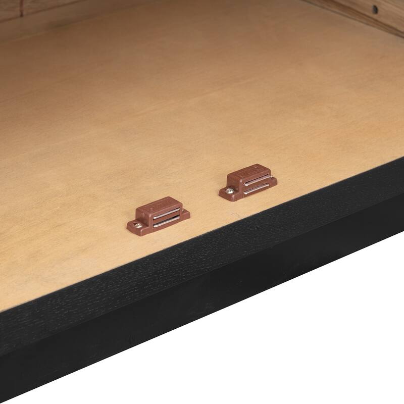 4-Door Large Storage Sideboard Buffet Cabinet with Glass Doors, Arched Cabinet with Adjustable Shelves for Kitchen