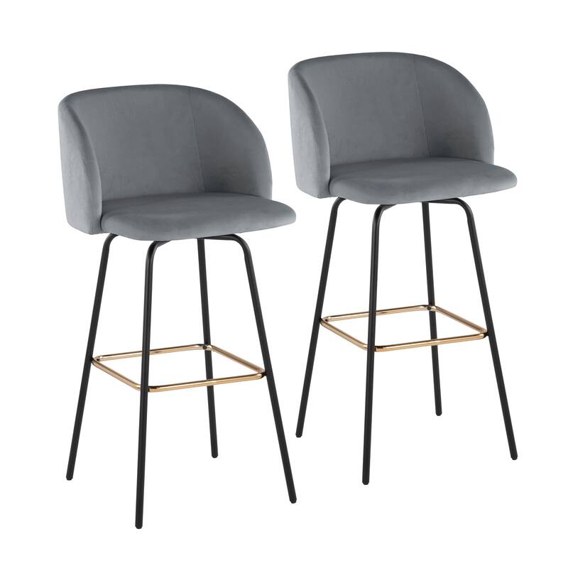 Silver Orchid Harding 30" Fixed-Height Swivel Bar Stool with Metal Legs (Set of 2)