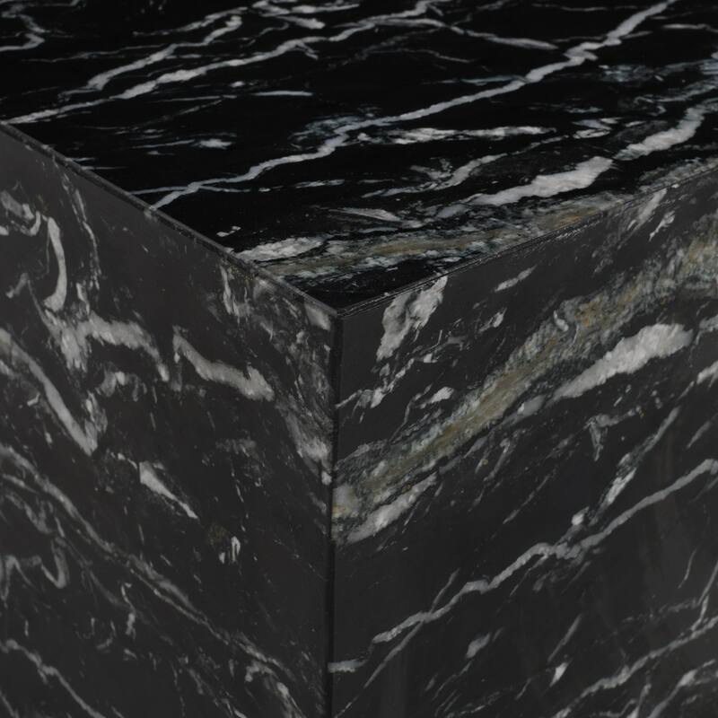 Square Marble Side Table - 18" - Black and White