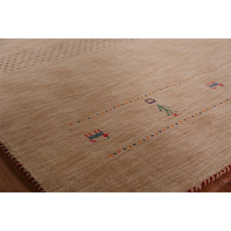 Hand Knotted Oriental 100% Wool Carpet Tribal Tribal Brown Gabbeh Area Rug - 9' 9'' X 8' 2''