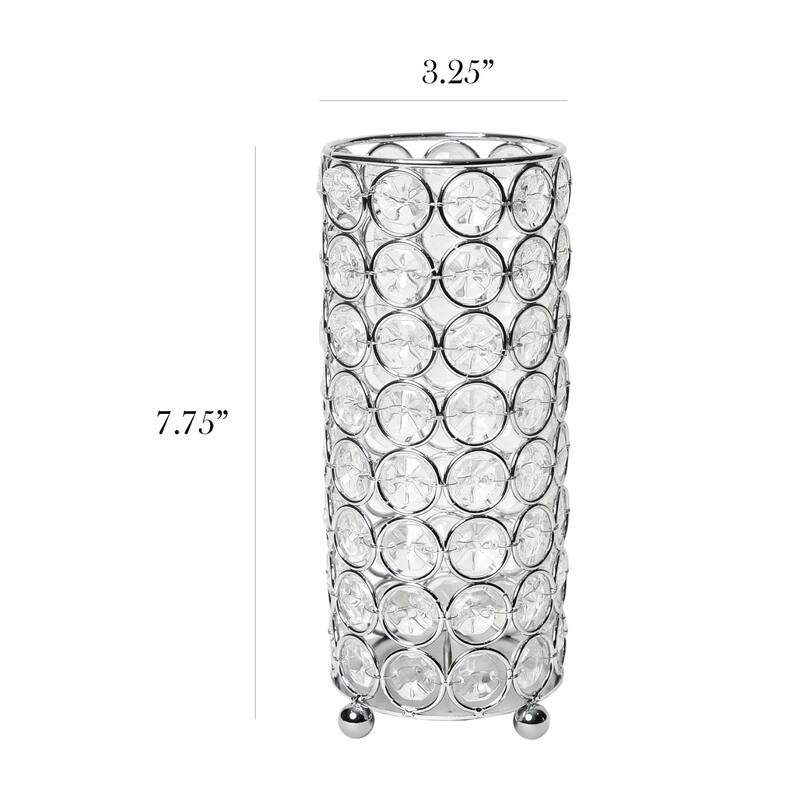 Crystal Chrome Base Cylindrical Candle Holder - 7.75" - Clear