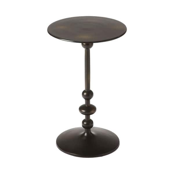 Shop Offex Zora Black Iron Round Pedestal End Table Overstock