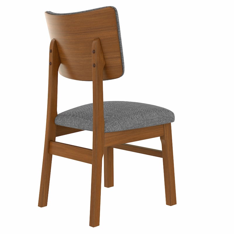 Set of 4 Mid-Century Modern Wooden Dining Chairs, Armless with Upholstered Linen Seat Cushion