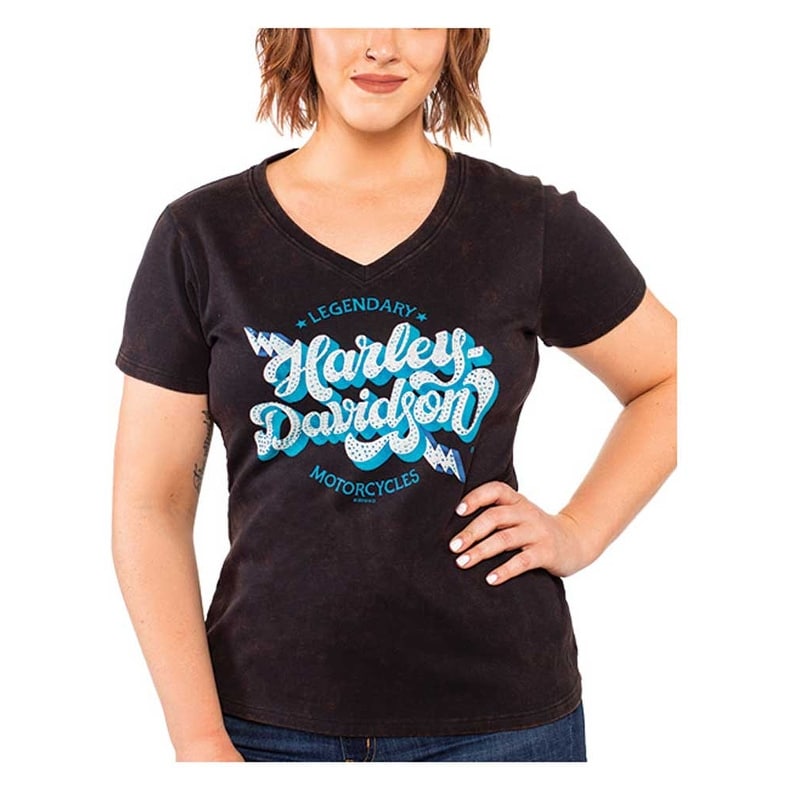 Shop Harley Davidson Women S Embellished Retro Bolt V Neck Short