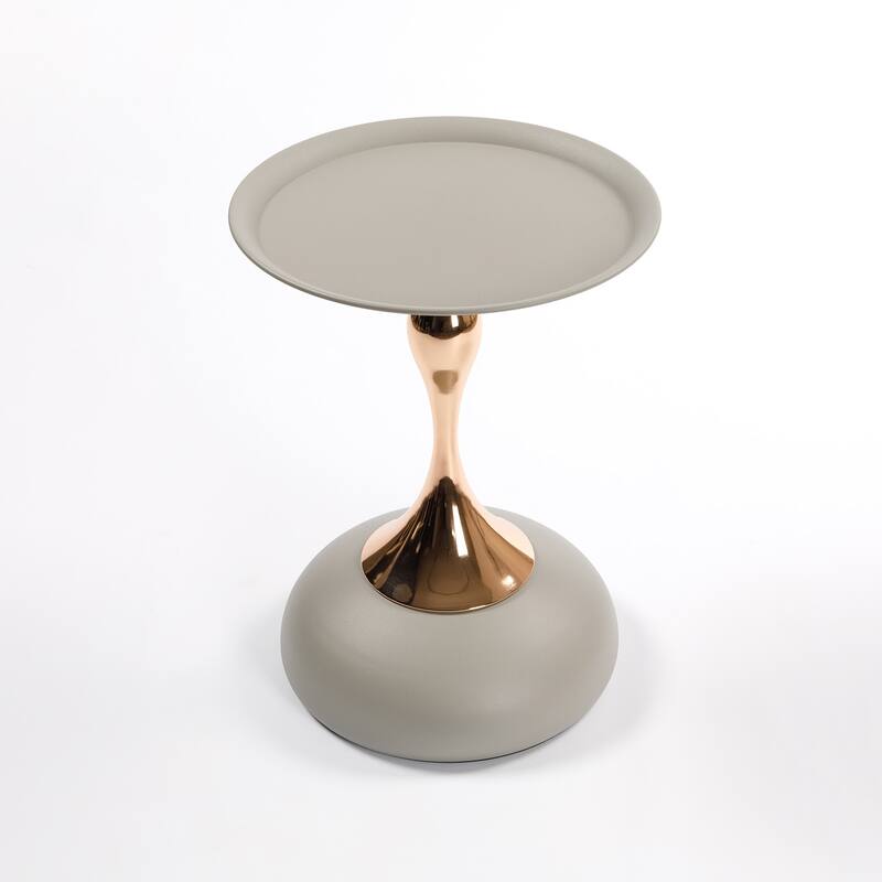 Mermaid Tail End Coffee Table Round Side Table with Metal Base Table, for Living Room Bedroom Office Garden