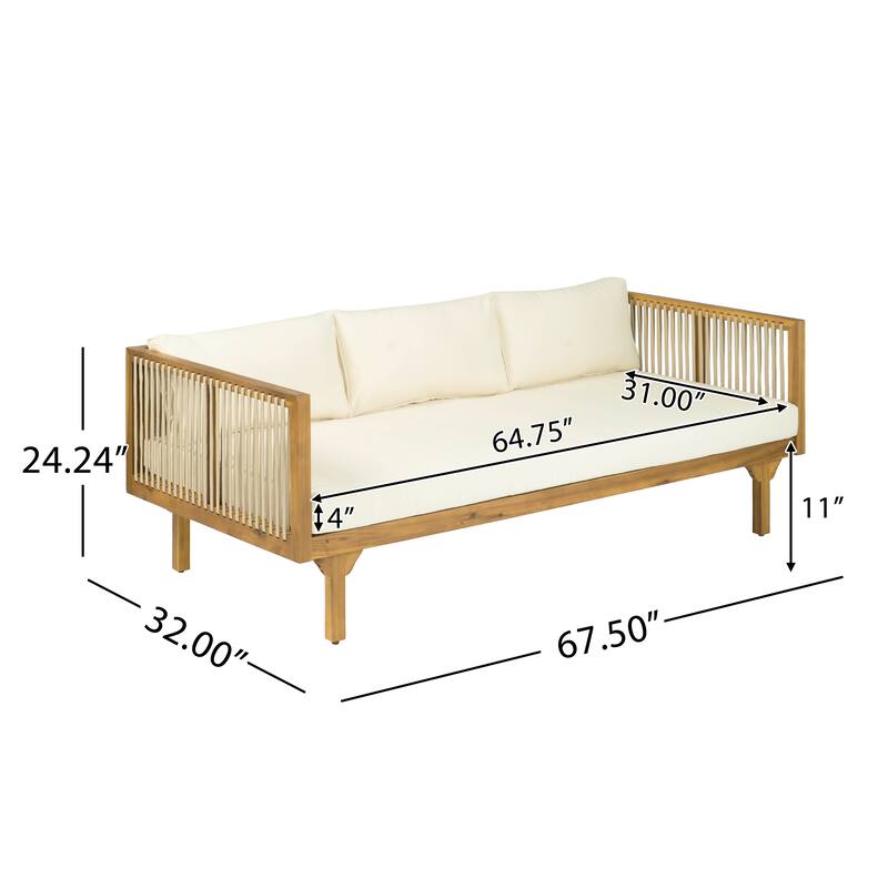 Christopher Knight Home - Acacia Wood Outdoor Patio Sofa with Rope Design