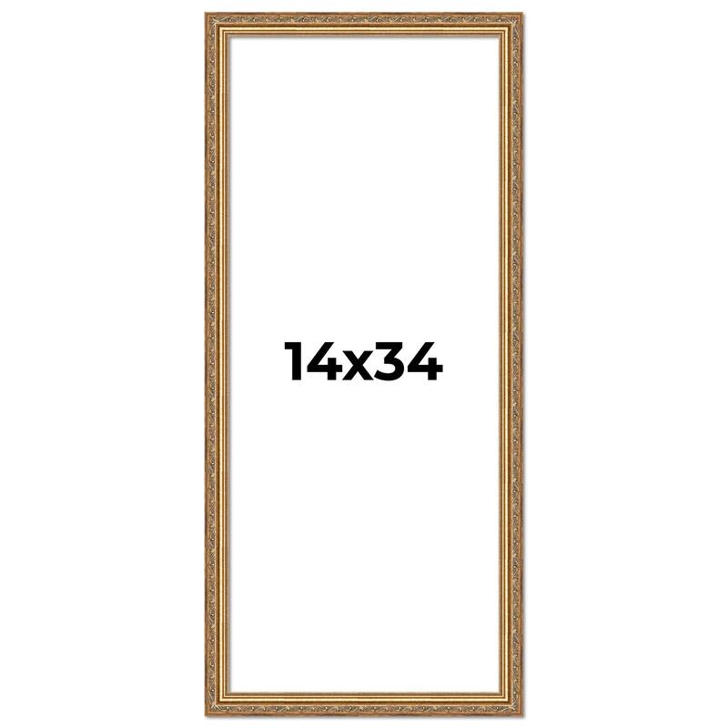 14x34 Frame Red Solid Wood Picture Frame Width 1.75 Inches | Interior Frame Depth 1 13/16 Inches