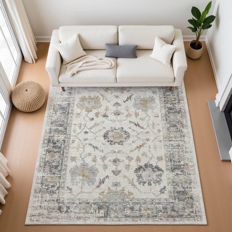 Premium Washable Super Soft Vintage Traditional Mayfield Rug - Ivory - 9' x 12'