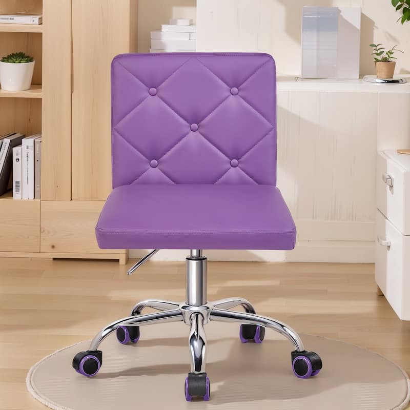 Javlergo Armless Office Desk Chair PU Leather Mid-Back Adjustable Height 360° Rolling Swivel 10 Colors Available Office Chair