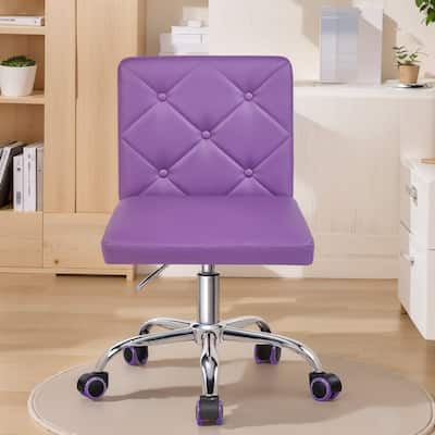 Javlergo Armless Office Desk Chair PU Leather Mid-Back Adjustable Height 360° Rolling Swivel 10 Colors Available Office Chair